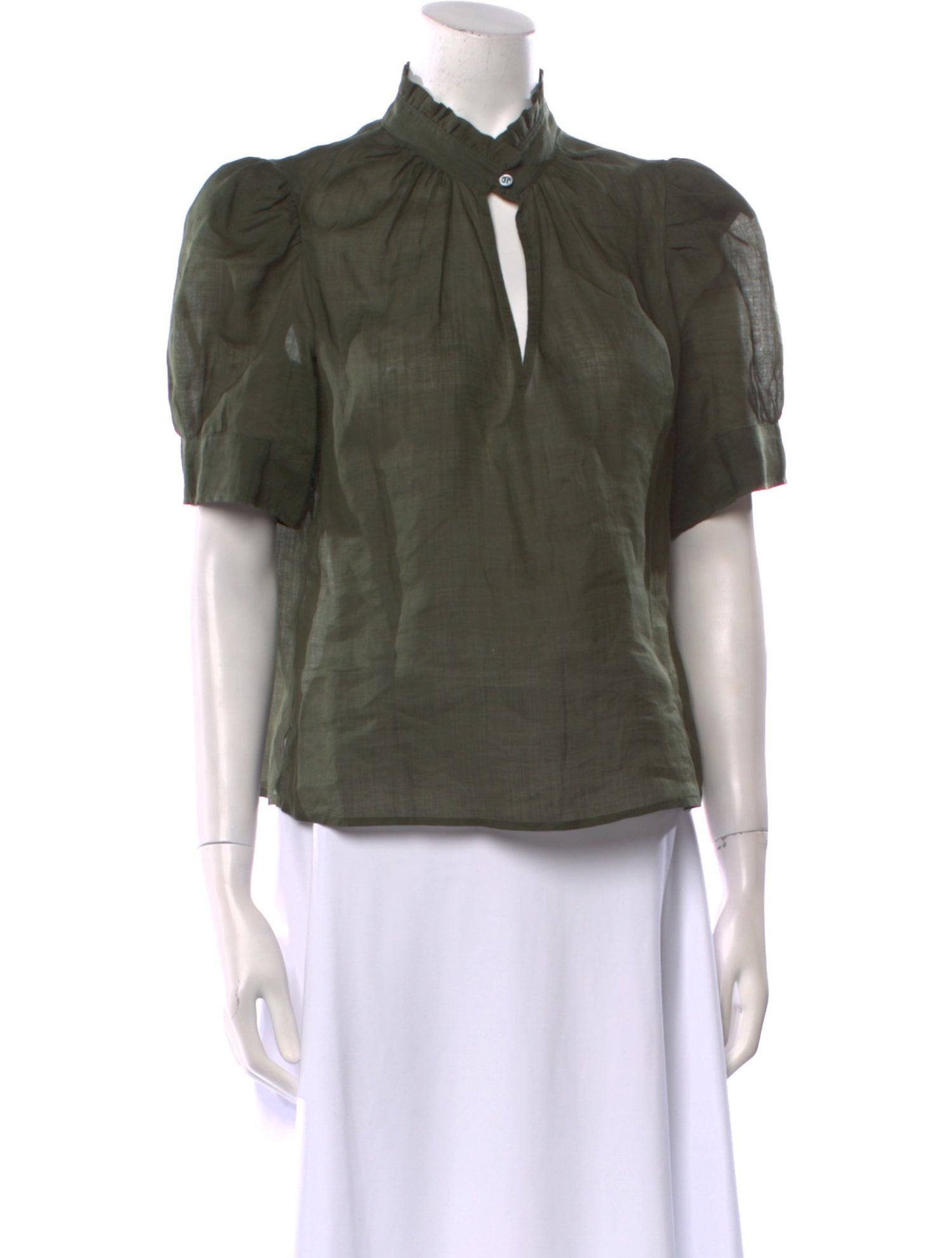 FRAME Mock Neck Short Sleeve Blouse