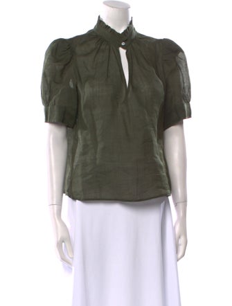 FRAME Mock Neck Short Sleeve Blouse