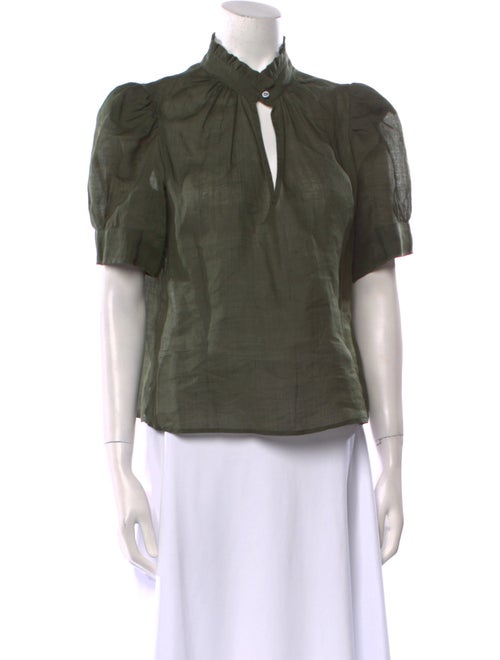 FRAME Mock Neck Short Sleeve Blouse