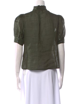 FRAME Mock Neck Short Sleeve Blouse