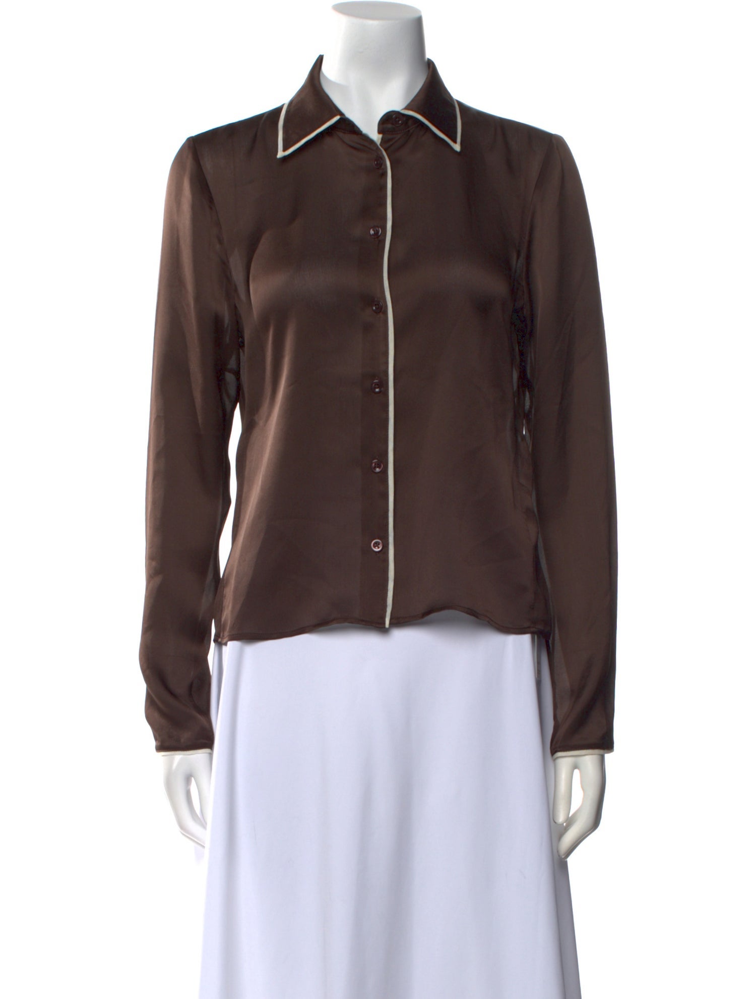 FRAME Silk Long Sleeve Button-Up Top