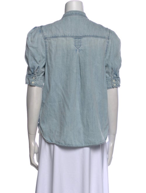 FRAME Mock Neck Three-Quarter Sleeve Button-Up Top