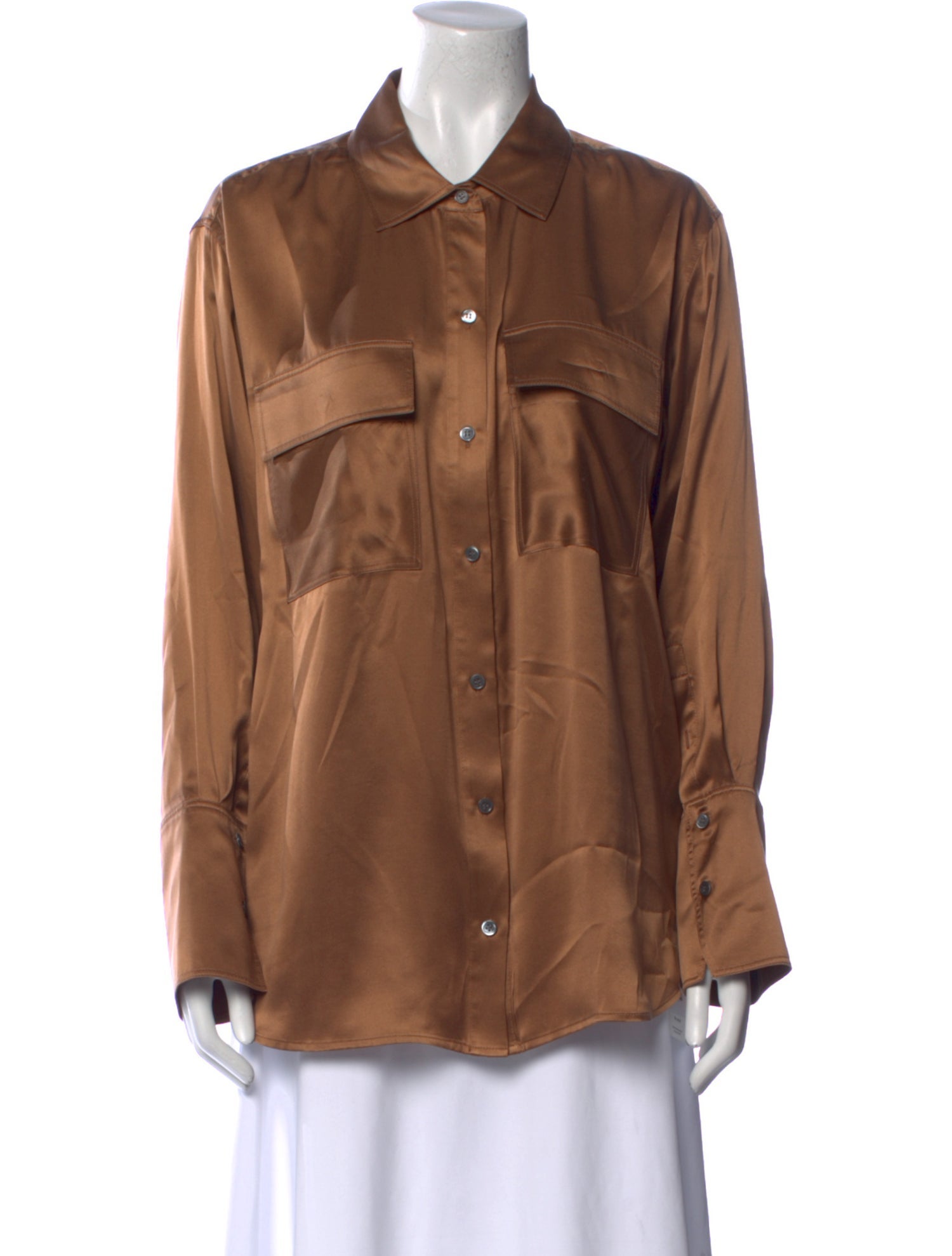 FRAME Silk Long Sleeve Button-Up Top