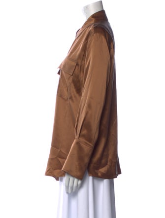 FRAME Silk Long Sleeve Button-Up Top