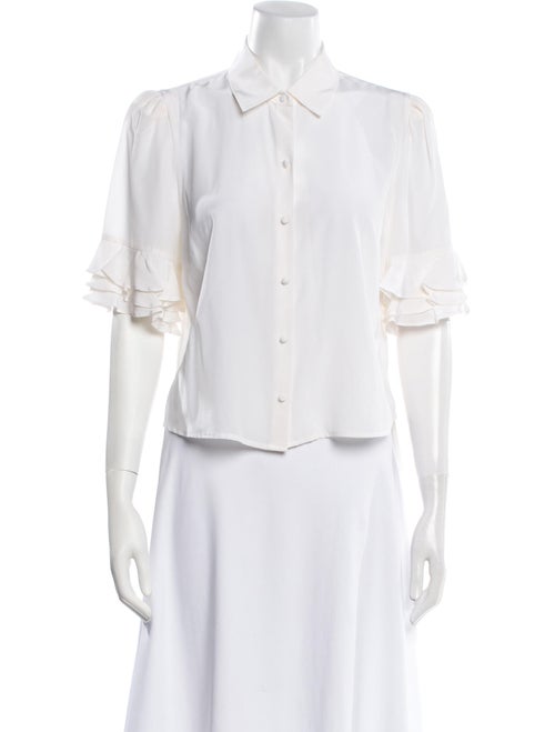 FRAME Silk Short Sleeve Button-Up Top