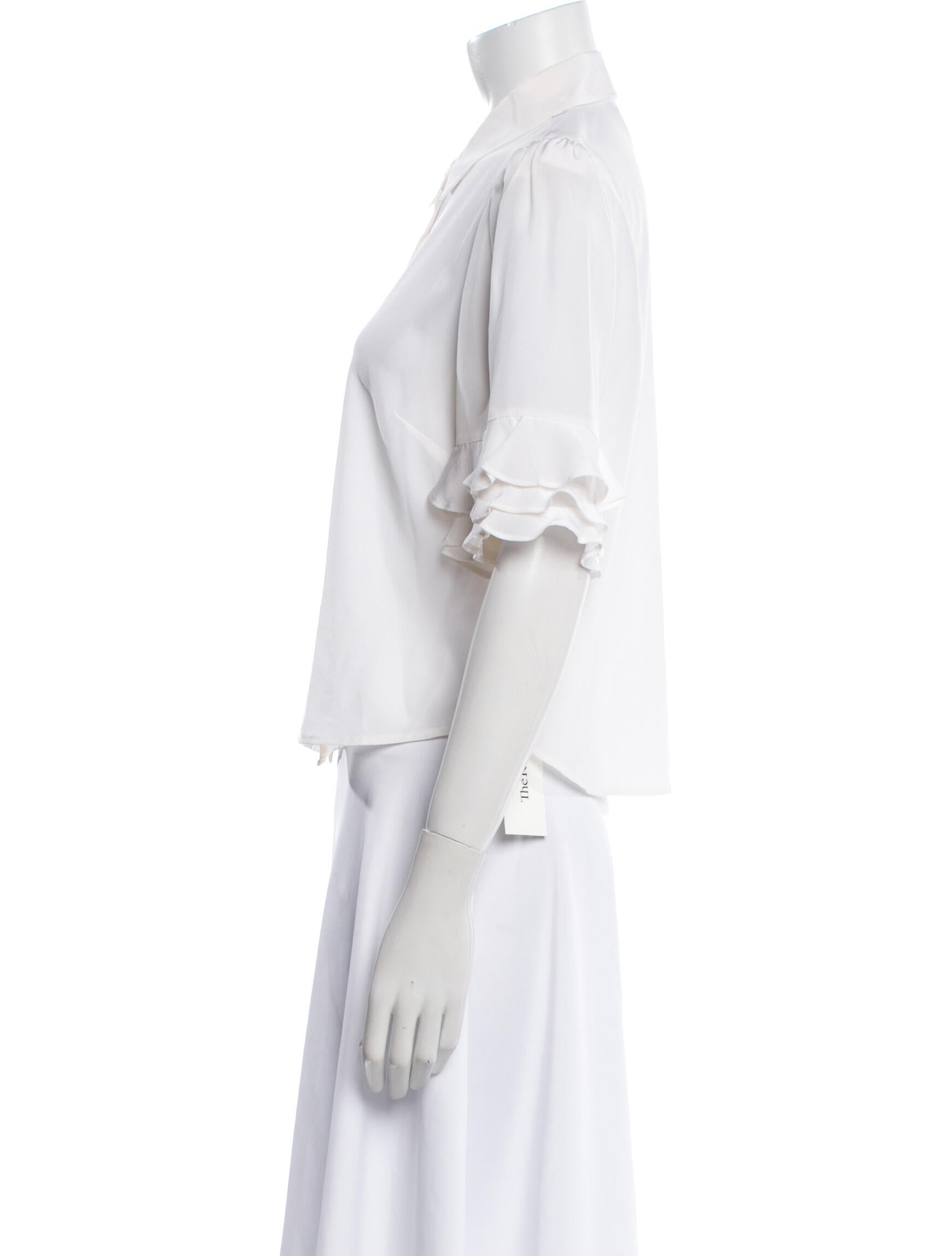 FRAME Silk Short Sleeve Button-Up Top