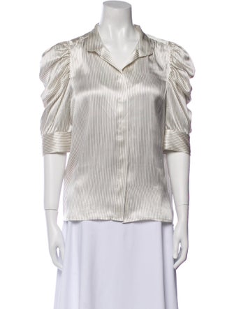 FRAME Silk Striped Button-Up Top