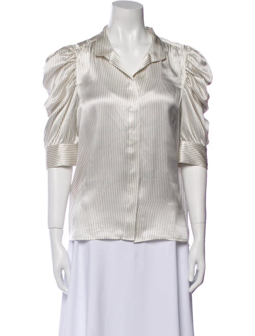 FRAME Silk Striped Button-Up Top