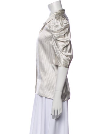 FRAME Silk Striped Button-Up Top