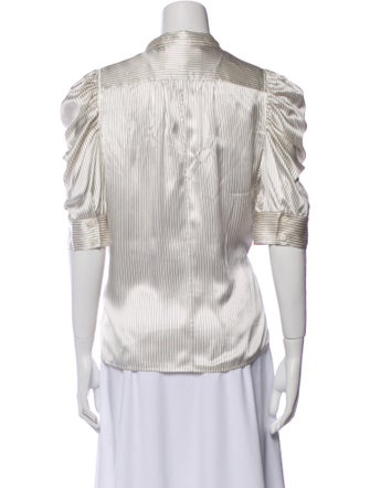 FRAME Silk Striped Button-Up Top
