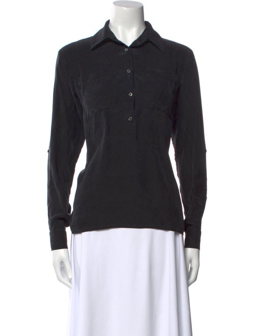 FRAME Silk Long Sleeve Button-Up Top