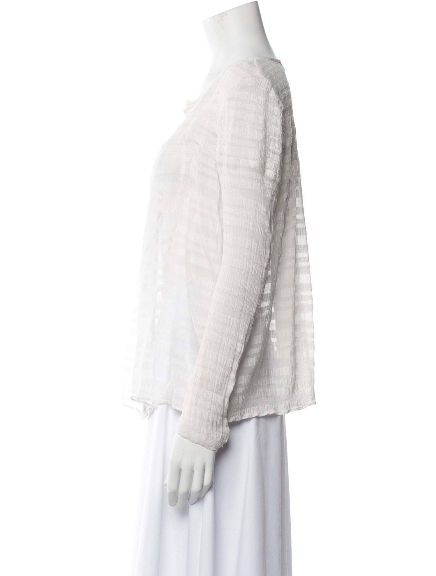 FRAME Striped Scoop Neck Button-Up Top