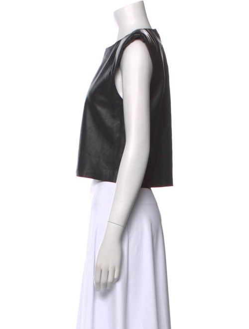 FRAME Lamb Leather Crew Neck Crop Top