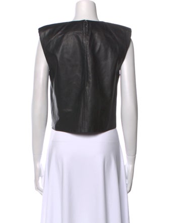 FRAME Lamb Leather Crew Neck Crop Top