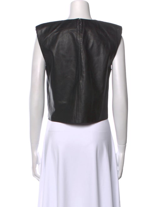 FRAME Lamb Leather Crew Neck Crop Top