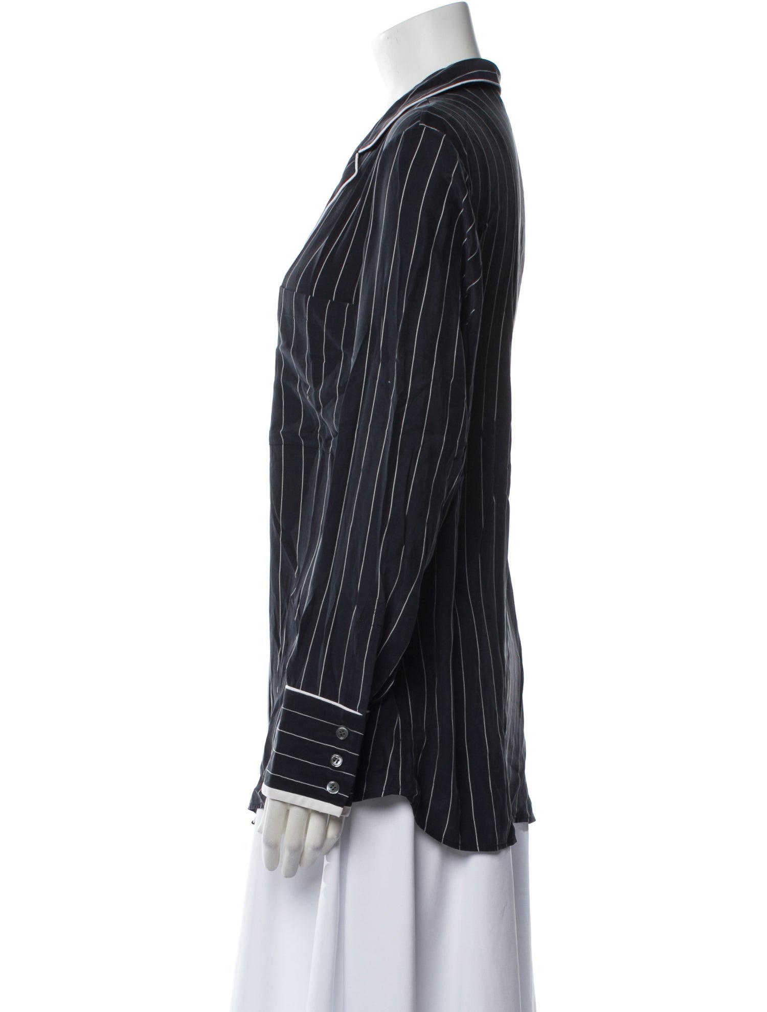 FRAME Silk Striped Button-Up Top