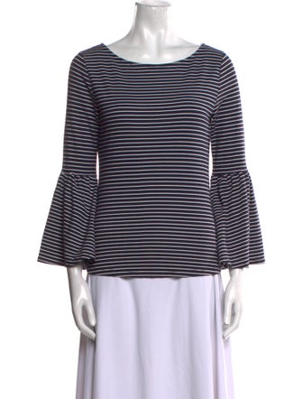 FRAME Striped Scoop Neck Top