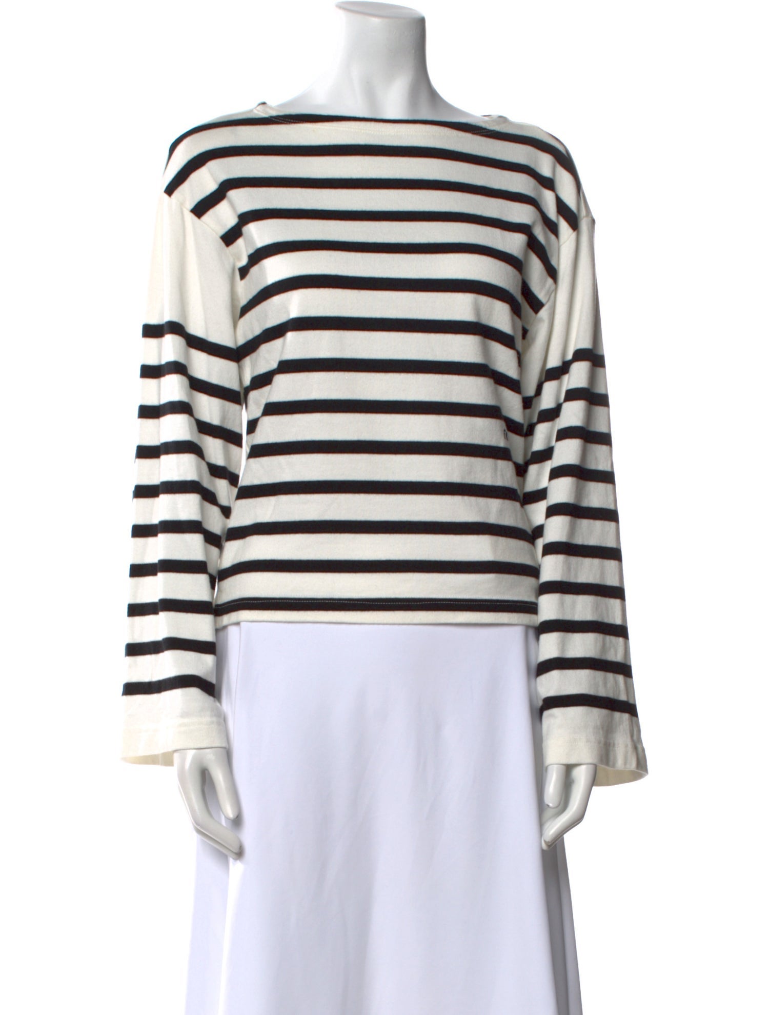 FRAME Striped Bateau Neckline Top