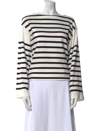 FRAME Striped Bateau Neckline Top