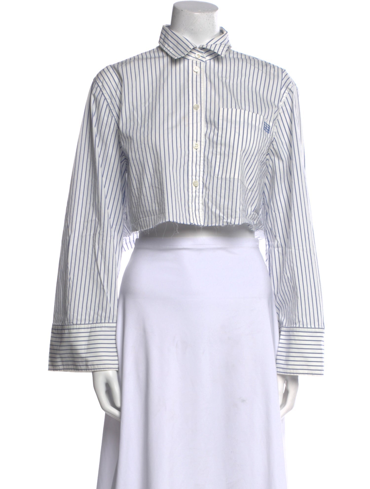 FRAME Striped Long Sleeve Crop Top