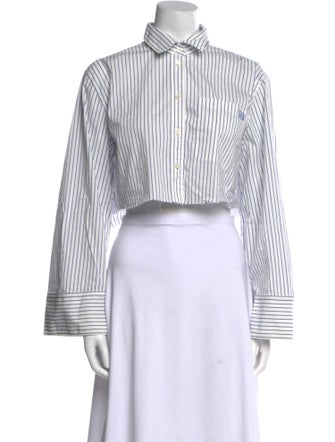 FRAME Striped Long Sleeve Crop Top