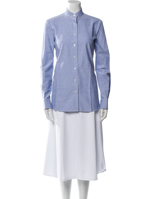 FRAME Mock Neck Long Sleeve Button-Up Top