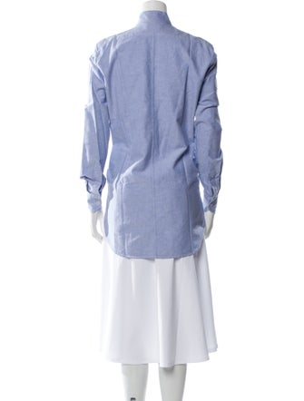 FRAME Mock Neck Long Sleeve Button-Up Top