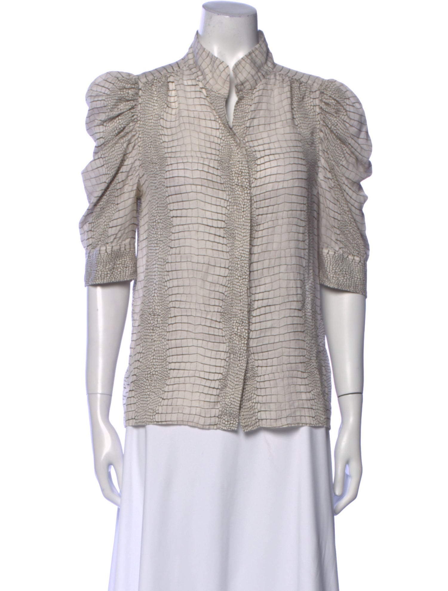 FRAME Silk Animal Print Button-Up Top