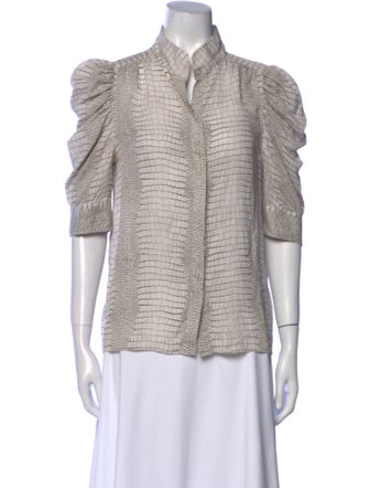 FRAME Silk Animal Print Button-Up Top