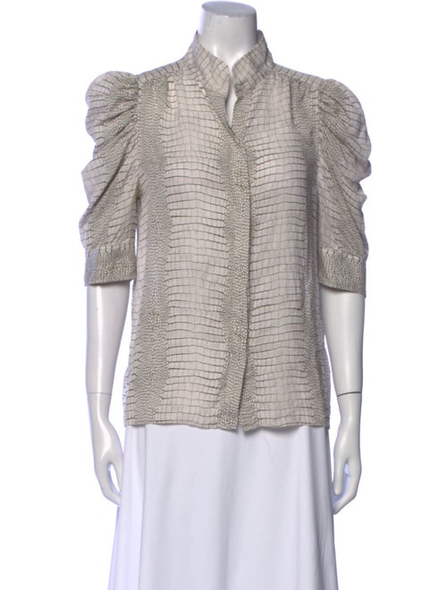 FRAME Silk Animal Print Button-Up Top