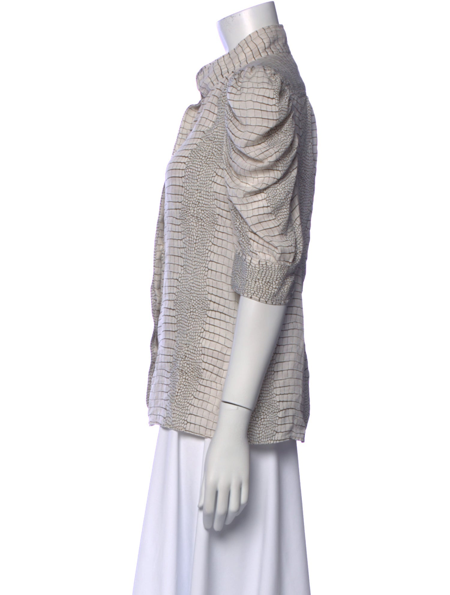 FRAME Silk Animal Print Button-Up Top