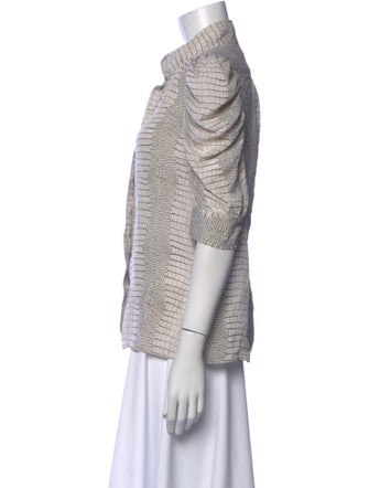 FRAME Silk Animal Print Button-Up Top