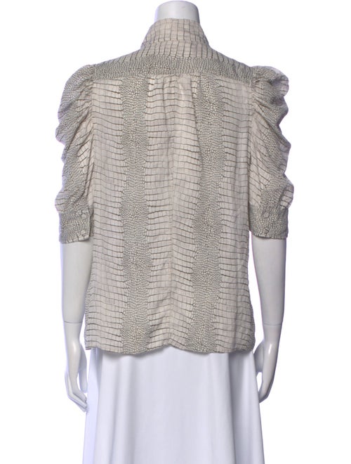 FRAME Silk Animal Print Button-Up Top