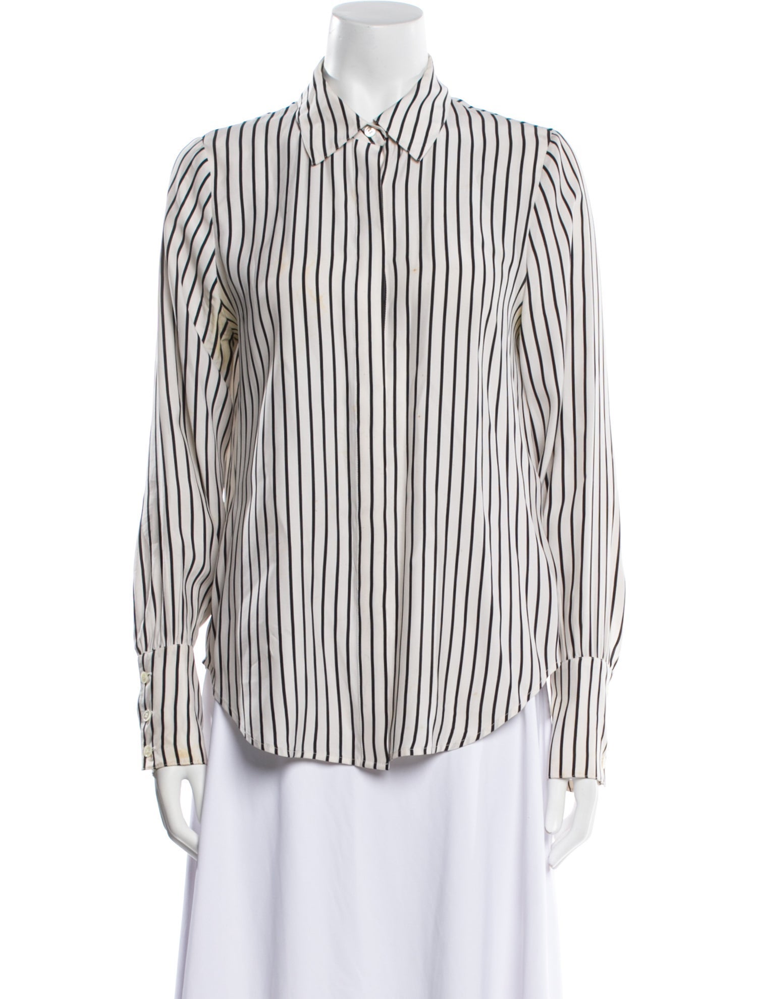 FRAME Silk Striped Button-Up Top