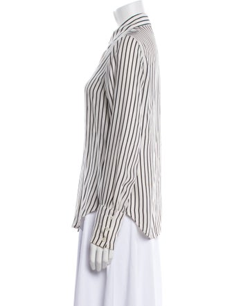FRAME Silk Striped Button-Up Top