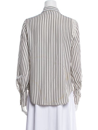 FRAME Silk Striped Button-Up Top