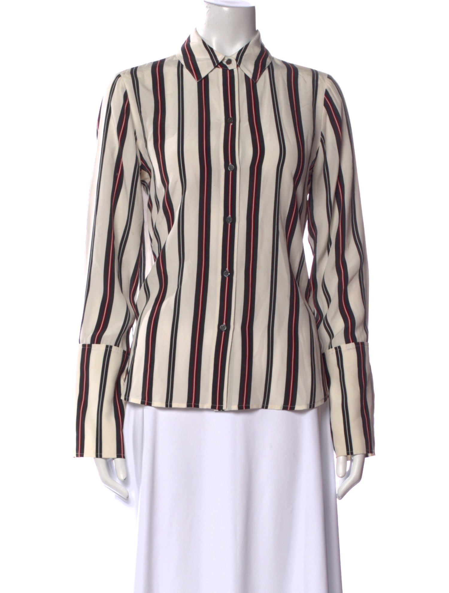 FRAME Silk Striped Button-Up Top