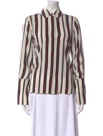 FRAME Silk Striped Button-Up Top