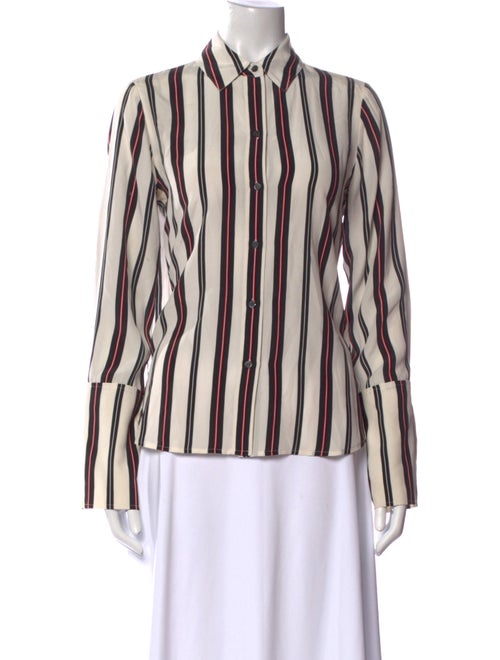 FRAME Silk Striped Button-Up Top