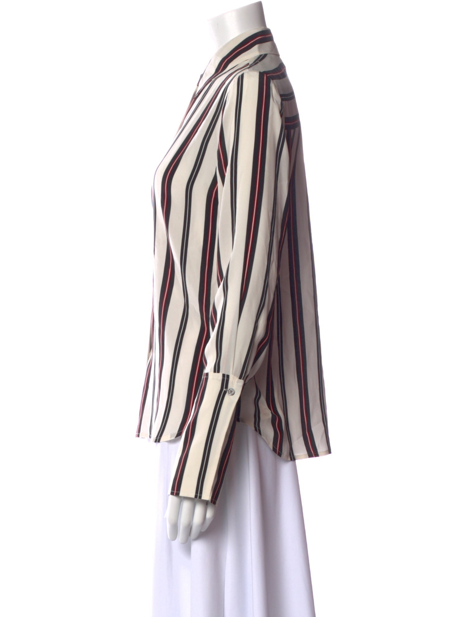 FRAME Silk Striped Button-Up Top