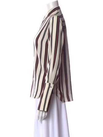 FRAME Silk Striped Button-Up Top