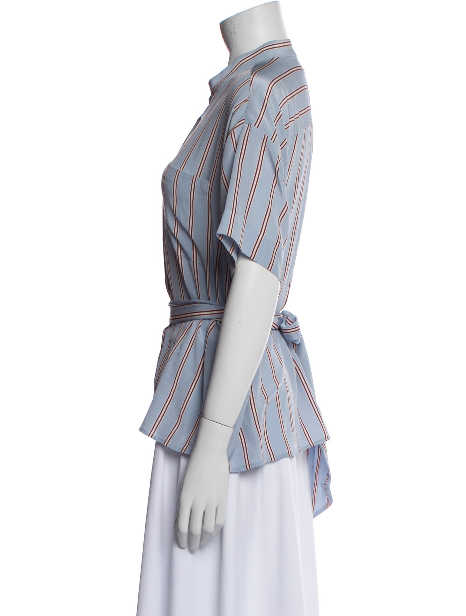 FRAME Silk Striped Button-Up Top