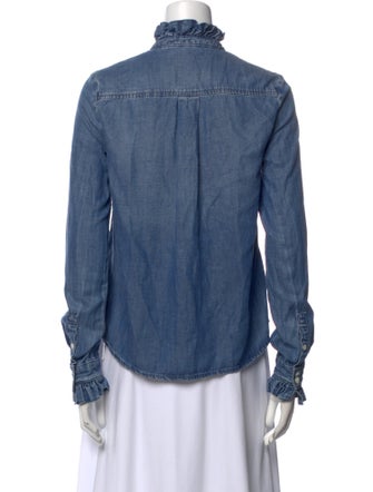 FRAME Mock Neck Long Sleeve Button-Up Top