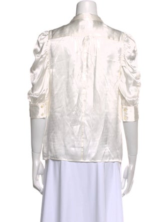 FRAME Silk V-Neck Blouse