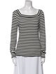 FRAME Striped Square Neckline Top