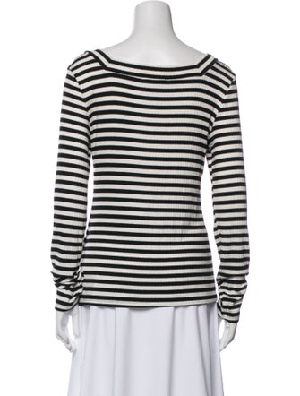 FRAME Striped Square Neckline Top