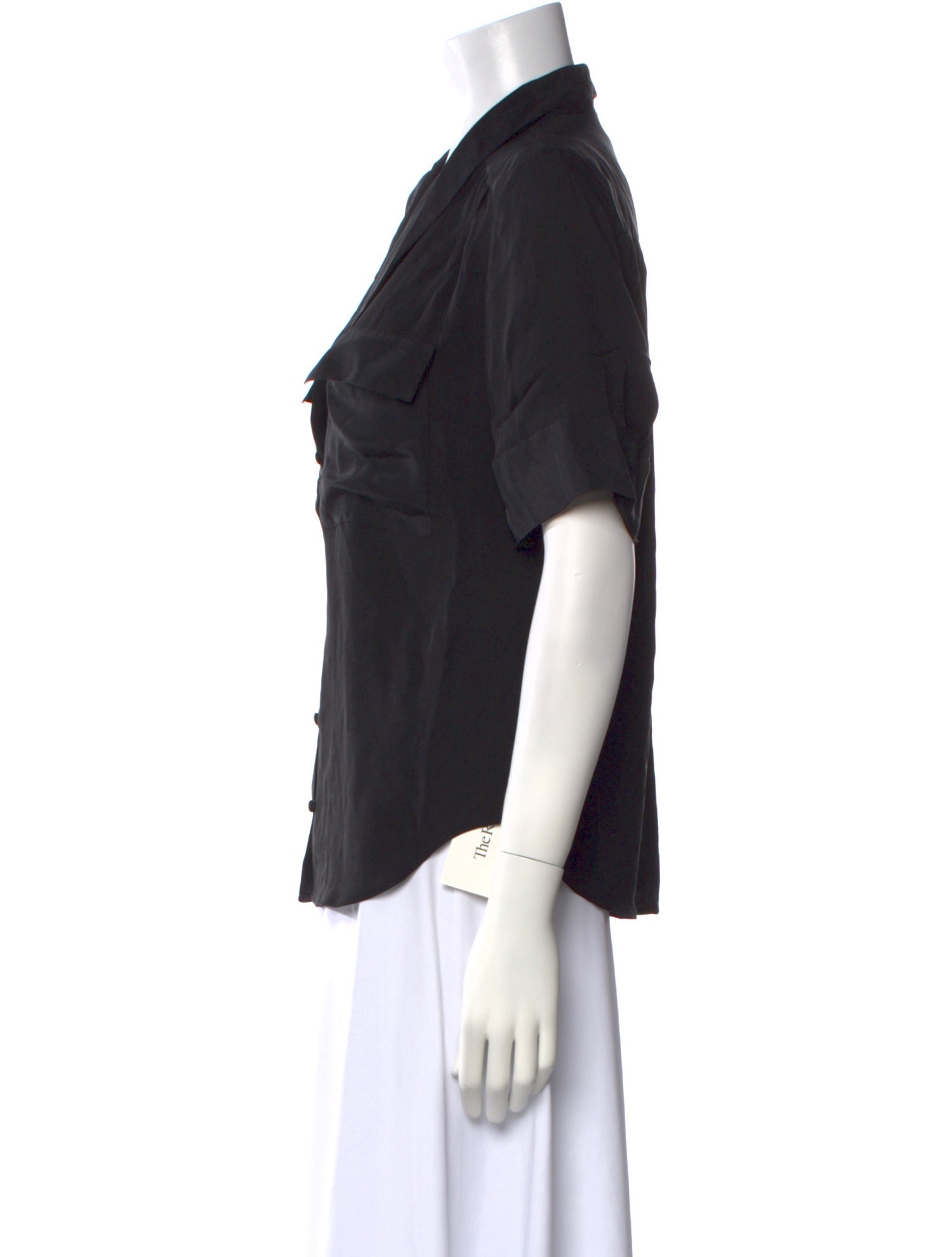 FRAME Silk V-Neck Button-Up Top