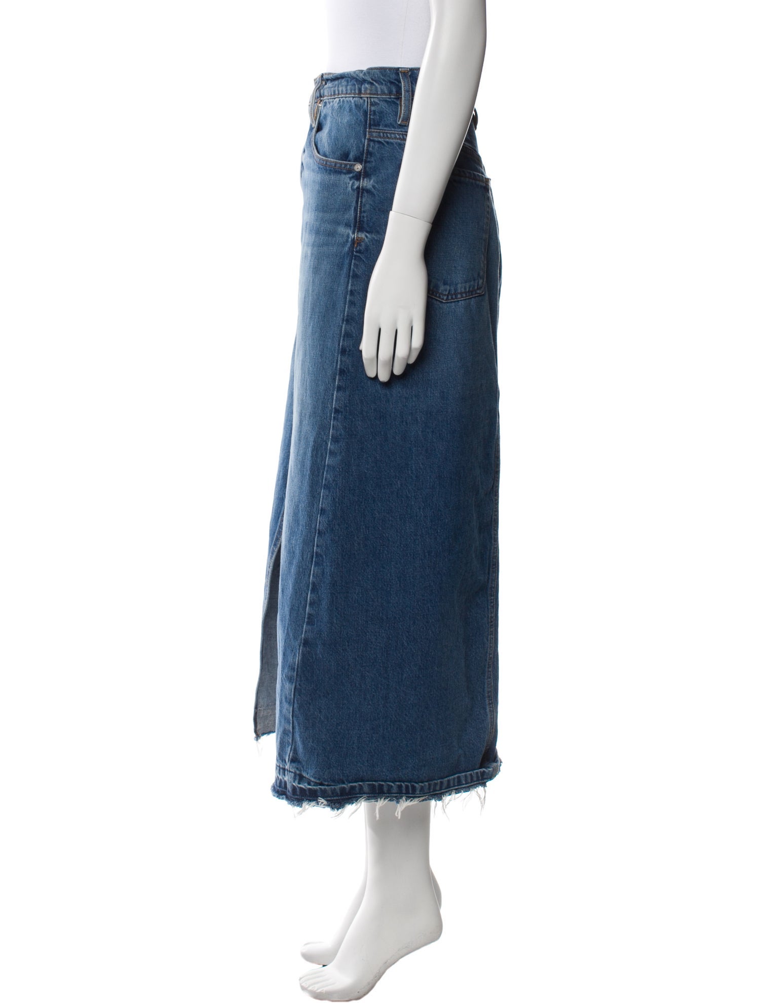 FRAME Raw-Edge Trim Midi Length Skirt