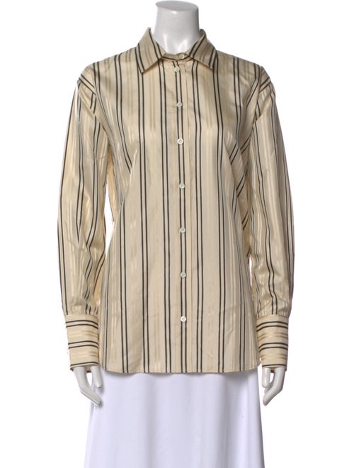 FRAME Silk Striped Button-Up Top