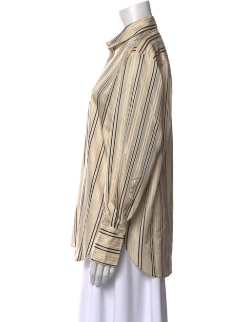 FRAME Silk Striped Button-Up Top